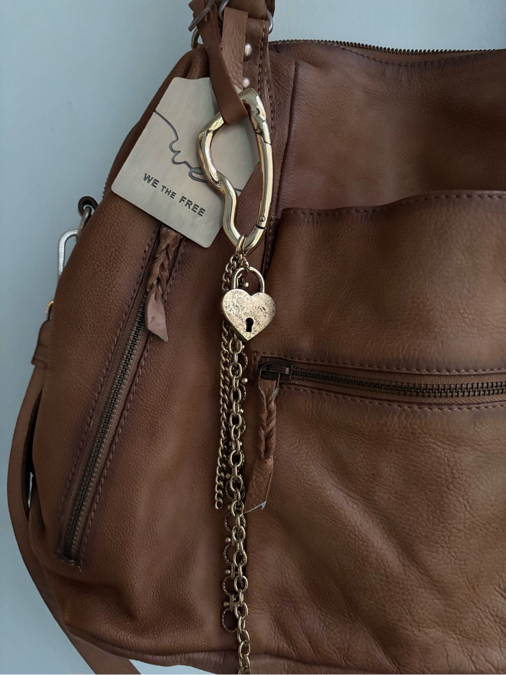We The Free Brown Leather Tote with Charm - Picture 11 of 16